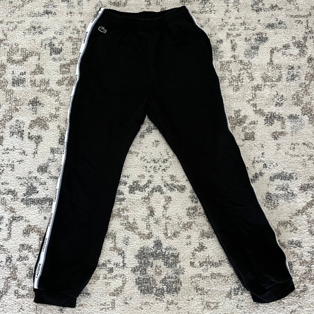 Lacoste Kid's Black Printed Bands Sweatpants - 14